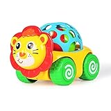 Rattle and Roll Cartoon Car Toy , Pull Back Action with Rattleサウンド、かわいいライオンVehicle
