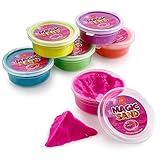 6 Pack Magic Sculpting Sand Assorted Colours Squeezable Sand That Never Dries Out Great Toy For Any Child Favour, Gift, Birthday - By Katzco
