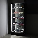 【地球家具】コレクションラック LED ワイド ハイタイプ 【光るコレクションケース】 耐震 鍵付 専用 フィギュア棚 コレクションボード （奥行29cm ブラック）