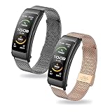 [AUFY] 【2枚入り】 バンド対応Huawei Talkband B7/B6/B3バンド ステンレススチールバンド対応Huawei Talkband B7/B6/B3交換バンド ミラネーゼループ 調節可能 交換ベルトHuawei Talkband B7/B6/B3ステンレススチールバンド (b)