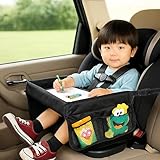 【安心の国内ブランド】 チャイルドトレイ キッズ車内テーブル チャイルドシート取付 トレイ お絵描き 食事 旅行 ドライブ サイドポケット 折りたたみ 軽量 撥水 TN-CRCD-BK （ブラック）MILASIC