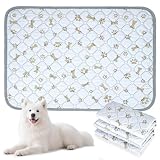 BTSD-home 洗えるペットシーツ 50×70cm 2枚 犬用 トイレシート 防水 吸水 速乾 滑り止め 小型犬 中型犬 ケージ用 淡ブルー×ゴールド柄