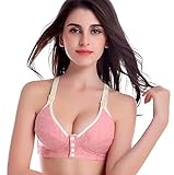 ルル屋　マタニティブラ 授乳ブラジャー ストラップオープンタイプ フロントスナップ前開き 肩紐太め 棉 スポーツ バッククロス 授乳カップホック開閉 (XXL90, ピンク　)
