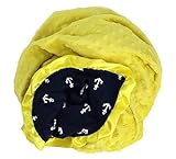 Onyx Arrow Baby Blanket, Navy White Anchors Cotton Print, Yellow Minky Dot, Satin Ruffle Trim, Mix a