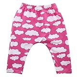 ベビー 子供 ロングパンツ 女の子 男の子 ズボン 出産祝い 可愛い 雲 プリント カジュアルスタイル (100, レッド)