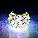 Avtion ガーデンライト　ソーラーLED 高級ガラス製　ソーラーライト　おしゃれ　照明　イルミネーションライト 自分用はもちろん、プレゼントにも最適 (シルバー)