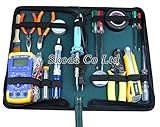 ROOH-18 pcs Family electrician repair tools kit Multimeter+pliers+soldering iron+Test pencil+suction