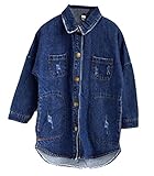 Plus Nao(プラスナオ) 長袖シャツ デニム 羽織 ロングシャツ トップス かわいい キュート おしゃれ ダメージ キッズ ジュニア ベビー 子ど デニム 110