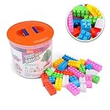 babritカラフルDIYビルディングブロックおもちゃプラスチックファイト挿入ビルディングブロック子供パズルConstruction Stackingバッグ( 100個)