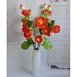(優品屋)造花　フラワー　蓮　仏花　 仏様のお供えに　飾り物　ギフト 花　御祝　フラワーアレンジメント　十二本セット　夕日レッド