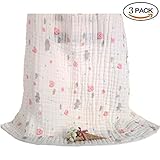 MRZD　ベビーバスタオル　６重　赤ちゃんおくるみ　ガーゼタオル　ベビーブランケット　　ガーゼケット　入浴用　ふわふわ暖かい　柔らかい肌触り　細菌防止　静電気防止　吸水速乾　保温　105*105　三枚