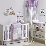 Purple and Grey Woodland and Geometric 3 Piece Crib Bedding by The Peanut Shell by The Peanut Shell