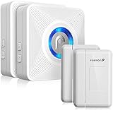 Fosmon 51036HOMUS ワイヤレス ドアベル 無線 ドアチャイム 呼び鈴玄関 (無線範囲 120m/400ft | 52 種チャイム音 | 4 節音量調整 | LEDライトインジケータ) 