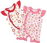 【ベビー服】☆天竺花柄ノースリロンパス☆ (70cm, 赤)5960-500-3F-D【子供服】【ロンパース】　男の子　女の子　綿100%　コットン100%　カバーオール　前開き　可愛い