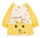 【SEBLES】 ベビー キッズ スモック ドット うさぎ ねこ エプロン 防水 幼稚園 0歳 ～ 3歳 全6色 サイズ M L XL クロスセット (イエロー,XL)