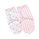 MOEKIBYおくるみ コットン 100% 赤ちゃん ベビー ブランケット アフガン かわいい ベビー スリーパー 寝袋 春夏秋冬用 子供用 赤ちゃん対応 【S/M-2枚セット】 (ピンク)