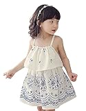 あかね哥 花柄 キャミソール Aライン ワンピース 上品 リゾート 夏 ノースリーブ 子供服 女の子 ( ブルー / ホワイト )