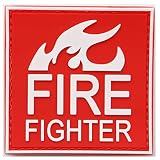 【2024パッケージ品】ワッペン 消防士 FIRE FIGHTER PVCパッチ マジックテープ（ベルクロ・面ファスナー）着脱 ミリタリー サバゲー (白/赤)