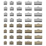 PATIKIL 6mm/8mm/10mm/13 mm/16mm リボンクランプエンド150個 ピンチクリンプエンド ブレスレット ブックマーク コードエンド ファスナー クラ スプ 革用 DIYクラフト 宝石作り ブロンズ/黒