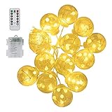 LED ストリングライト 電池式　ブルームウイン（BLOOMWIN）イルミネーションライト 室内　ボール型　リモコン付き 8モード変換 ストリングライト　IP55防水 3m　電球色相当 クリスマス 結