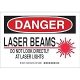 Brady 129258 Radiation and Laser Sign, Legend "Laser Beams Do Not Look Directly At Laser Lights", 7"