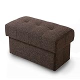 LOWYA （ロウヤ） チェア 収納スツール ふかふか座り心地 大容量収納 折り畳み可能 ツイード調生地 オットマンにも使える サブチェア Lサイズ ダークブラウン