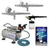 Master Airbrush Multi-purpose Professional Airbrushing System with 3 Airbrushes, 6' Air Hose & Airbr