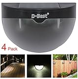 D-Best Set of 4 Outdoor Solar Water Resistant Fence Lights Post Lights for Fences, Patios, Decks, Wa
