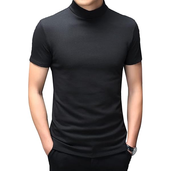 Amazon | [WDFWORD] メンズ タートルネック tシャツ 半袖