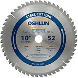 Oshlun SBF-100052 10-Inch 52 Tooth TCG Saw Blade with 1-Inch Arbor (5/8-Inch Bushing) for Mild Steel