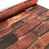 はがせる 壁紙 シート 45 cm 幅 10 m 取付 道具 付 (アンティークレンガブラウン)