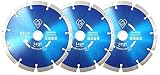 3枚セット 外径180mm 7インチ　ダイヤモンドブレード カッター 乾式 ブルー　穴径25.4mm(22/20mmリング付)　プロ仕様 実績豊富！ (3)