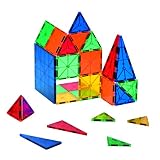 10図形クリアカラー磁気建物ブロック60pcs inギフトセットおもちゃ。マグネットタイル3d Magnetic Buildingレンガタイルwith Playboard and Car。レインボー磁