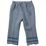 《H28年秋冬物》(日本製) Pample Mousse(パンプルムース) 裏起毛裾花柄レース付き長丈パンツ 95cm /NB NO.DP-63356