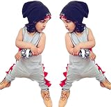 ベビー男の子コットンCartoonボディスーツロンパースノースリーブジャンプスーツPlaysuit服装 カラー: グレー