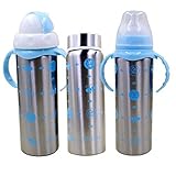 Mily Multifunctional BPA Free Vacuum Sealed Thermal Stainless Steel Baby Bottle Blue by Mily