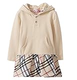 Plus Nao(プラスナオ) 子供服 ワンピース 長袖 チェック柄 黒 フード付き カジュアル 秋 冬 キッズ 子供 子ども ジュニア 女の子 可愛い か ベージュ 110