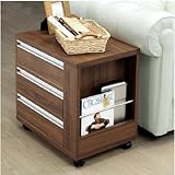 【日本製】シック 52cm幅 引出し付きサイドテーブル ブラウン