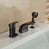 Rozin® Oil Rubbed Bronze Single Handle Bathtub Waterfall Mixer Faucet with Handheld Shower Head [並行輸