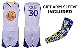 ファンKitbag Steph CurryジャージーキッズバスケットボールホワイトCurryジャージー&ショーツ子供用ギフトセット& # x2713 ;バスケットボール圧縮Shooterアームスリーブ