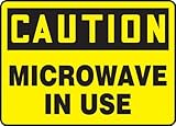 Accuform Signs MRAD639XV Adhesive Dura-Vinyl Sign, Legend "CAUTION MICROWAVE IN USE", 7" Length x 10