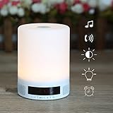 Elinkume LED Bluetooth Speaker, Bedside Lamp, Touch Sensor Table Lamp, Dimmable Warm White Light & C