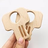 Mamimami Home 天然木製 歯固め 幼児 知育玩具 チュアブル レーザー印刷 68*81mm 8個 キー （おしゃぶりと一緒に使うことができます）