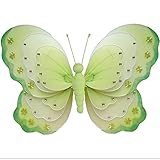 HangingバタフライグリーンホワイトTriple Layeredナイロンメッシュ蝶デコレーション装飾赤ちゃん保育園寝室女の子部屋天井壁装飾結婚式誕生日パーティーベビーシャワーバスルームKid Ch