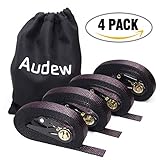 AUDEW Ratchet Tie Down Straps 4パック1500lb最大破断強度、格納式Ratcheting Tiedowns Heavy DutyロックループCargoストラップfor 