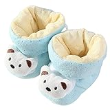 yougheny ベビーシューズ 新生児 ベビー用品 ブーツ 赤ちゃん ルームシューズ ベビー靴 可愛い 柔らか 保温性良い スノーブーツ 出産祝い プレゼント (熊　ブルー)