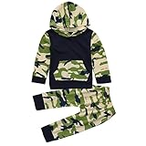 幼児の子供の，少年少女，軍隊の緑の迷彩ユニフォーム，長袖の上着，ズボン，シャツ， OVERMAL カモフラージュフード付きジャケット+パンツスーツ (緑, 24ヶ月)