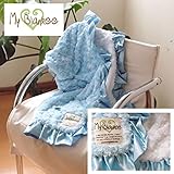 【出産祝い用ギフトラッピング無料】マイブランキー ラグゼスネイル ストローラーブランケット ブルー/ホワイト (ふちどりフリル) My Blankee Luxe Snail Stroller Blan