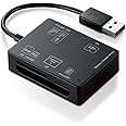 エレコム カードリーダー USB2.0 ケーブル一体型 コンパクトモデル 58メディア対応 ブラック MR-A012BK