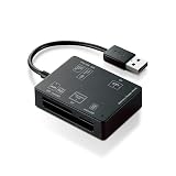 エレコム カードリーダー USB2.0 2倍速転送 ケーブル長10cm ケーブル収納タイプ ブラック MR-A012BK